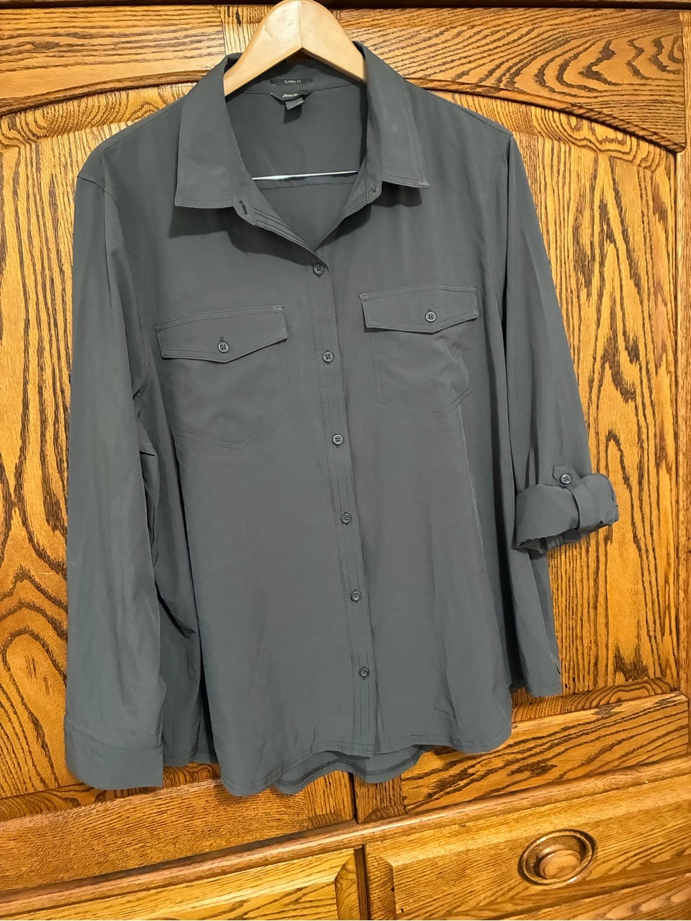 Women’s Eddie Bauer Long-Sleeve Button-Down Shirt - Dark Gray XXL
